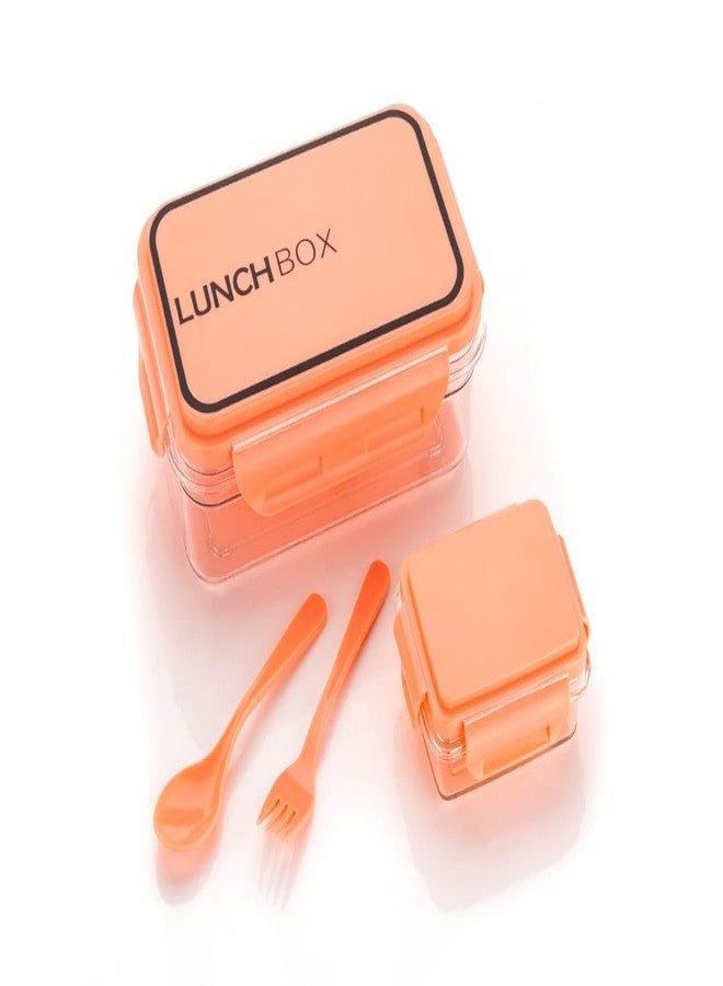 Qshare Airtight Lunch Box Set - Plastic BPA Free Leakproof Lunch Containers for School & Office with Spoon, Fork, Microwave Safe Food Storage Tiffin Dabba Box for Kids & Adults(300ml, Multicolor) - Image 1